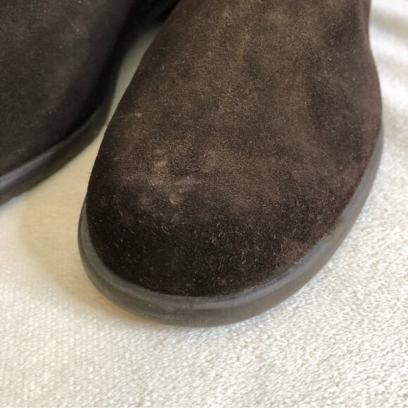 Stuart Weitzman dark brown suede fur trim buckle tall boots size 7.5 M - Picture 3 of 16